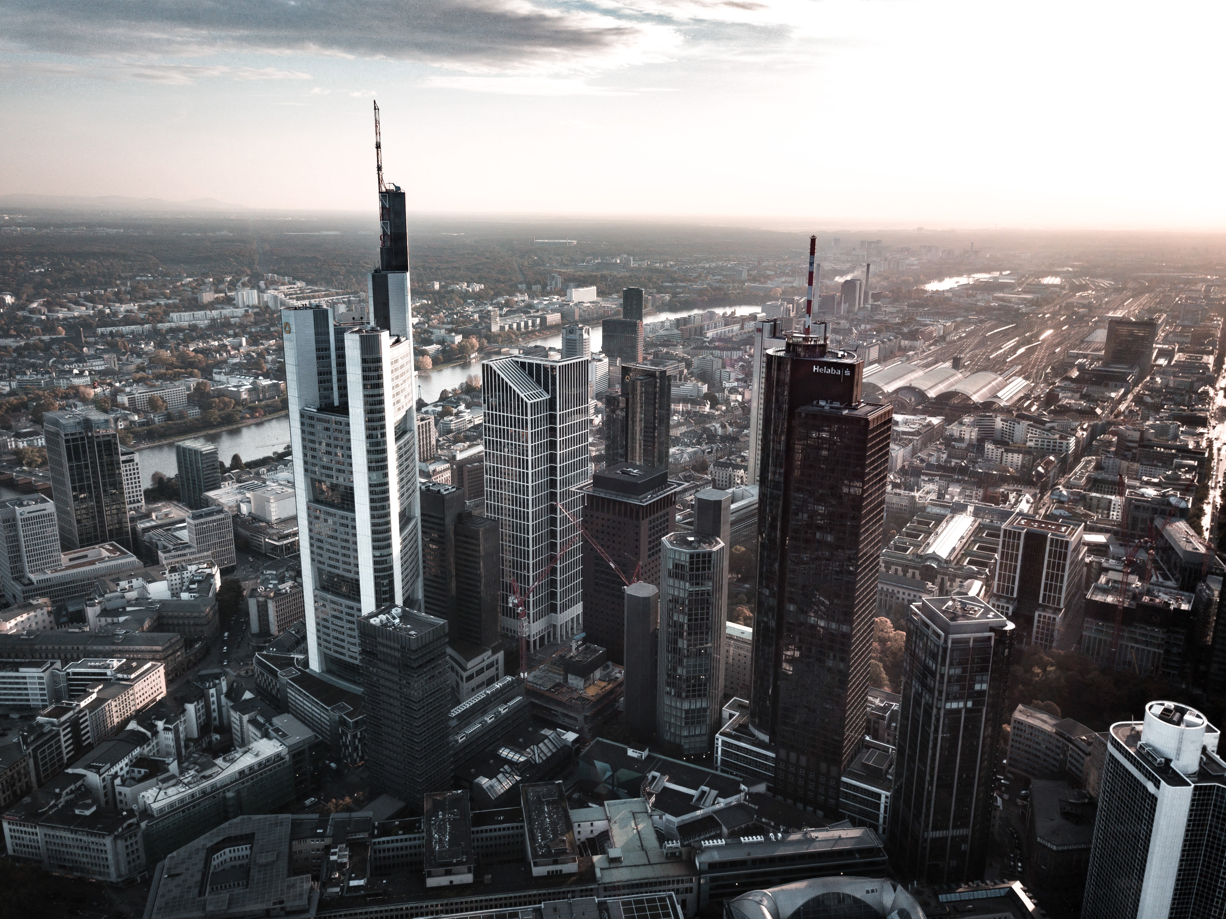Frankfurt Skyline Aus Helikopter