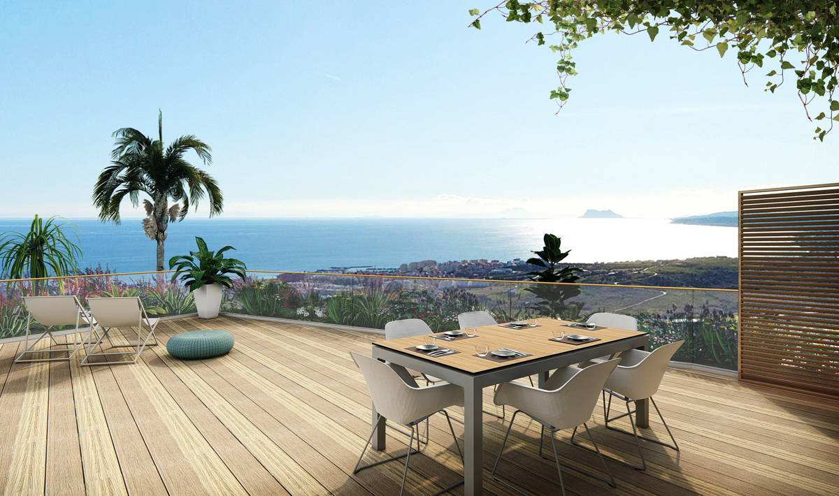 Visualization roof terrace with sea view
